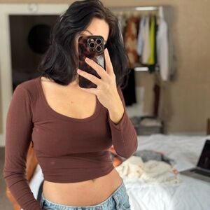 Amazon Essentials Women's Brown Crop Top